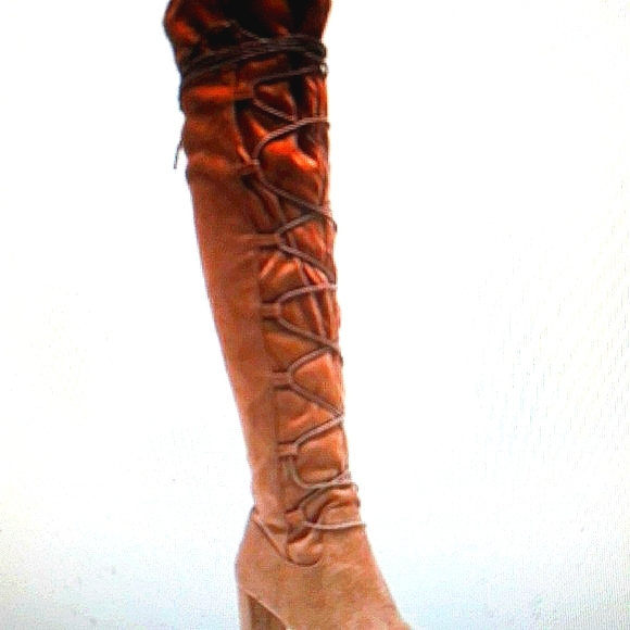 Qupid Tall Front Lace Up Swede Boots - Picture 3 of 7